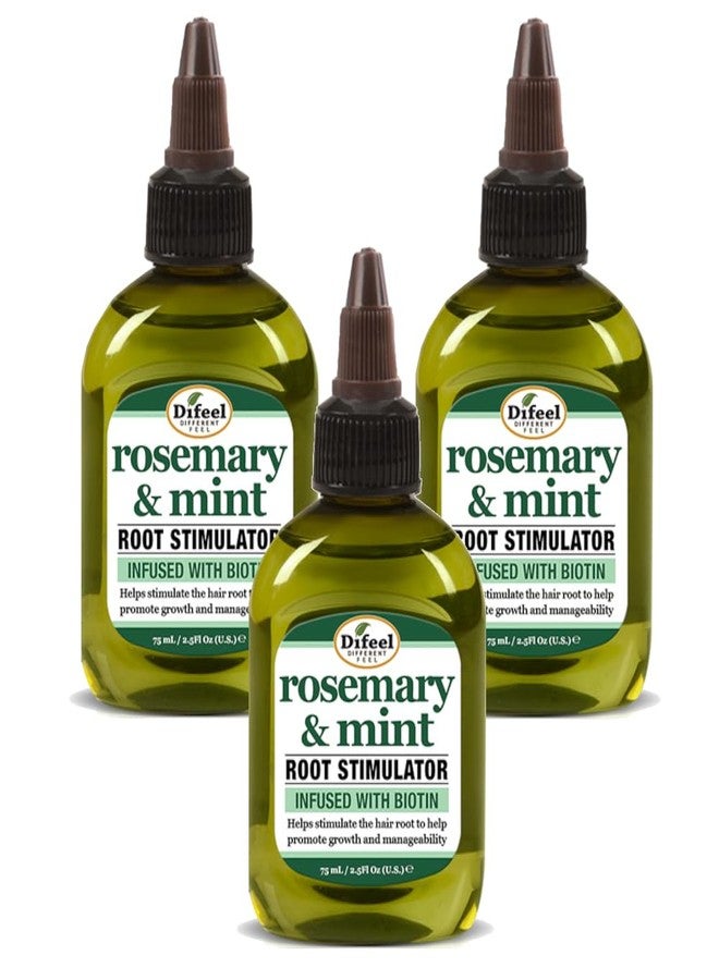 Difeel Rosemary and Mint Root Stimulator with Biotin 2.5 oz. (Pack of 3) - Scalp Treatment for Hair Growth - Image 1